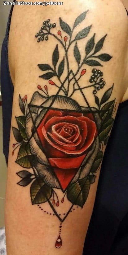 Foto de tatuaje Rosas, Flores, Geométricos