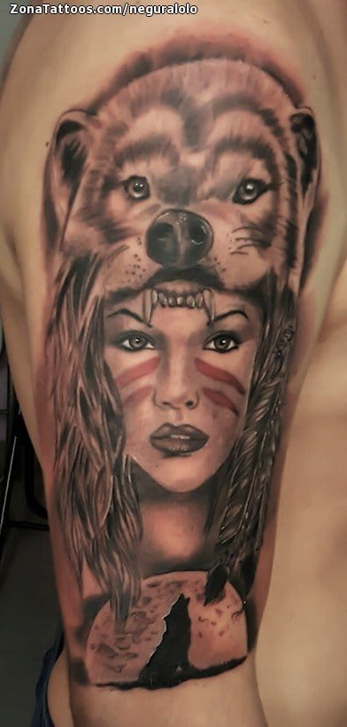 Foto de tatuaje Indios, Lobos, Animales