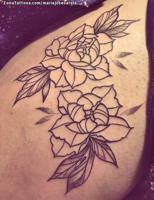 Tattoo photo Flowers, Roses, Pointillism