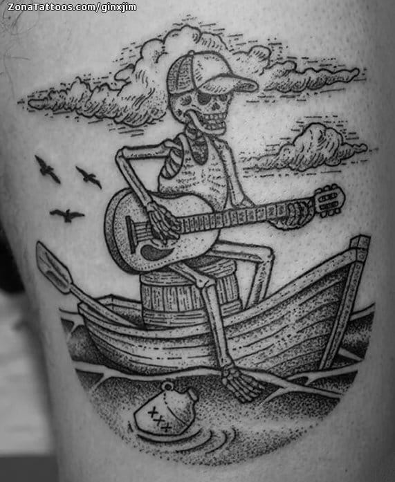 Tattoo photo Skeletons, Boats, Guitars