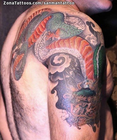 Foto de tatuaje Dragones, Orientales, Hombro