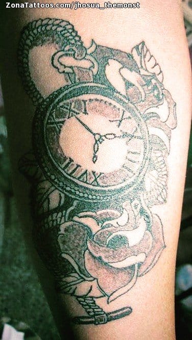 Tattoo photo Clocks, Flowers, Roses