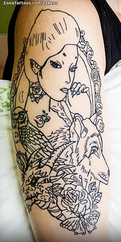 Tattoo photo Geisha, Animals