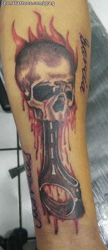 Tattoo photo Skulls, Blood, Mechanics