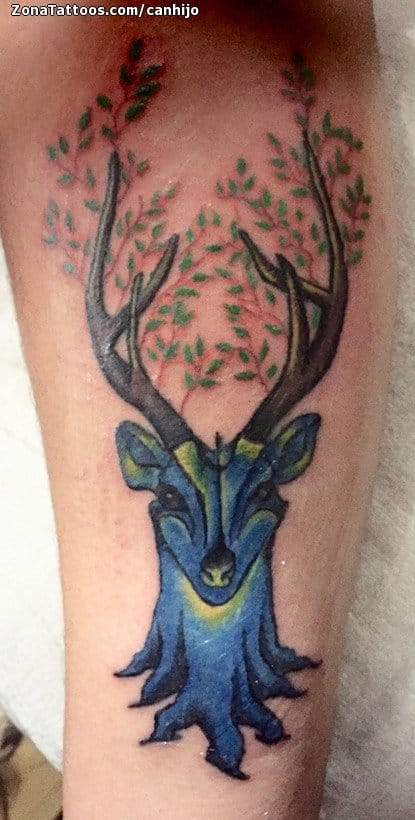 Tattoo photo Deers, Animals, Plants