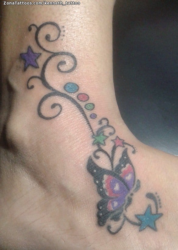 Tattoo photo Flourish, Butterflies, Ankle