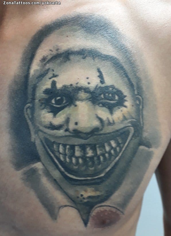 Tattoo photo Faces, Clowns, Chest