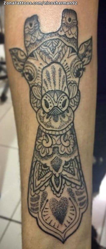 Foto de tatuaje Jirafas, Animales, Mándalas