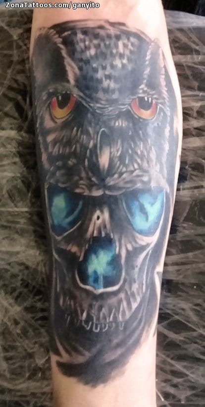 Tattoo photo Owls, Skulls, Gothic