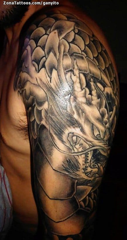 Tattoo photo Dragons, Asian, Shoulder