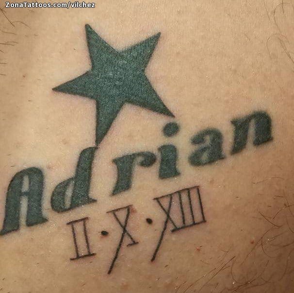 Tattoo photo Adrián, Names, Letters