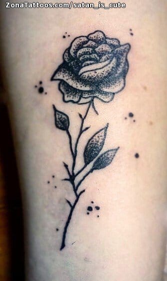 Foto de tatuaje Rosas, Pequeños, Puntillismo