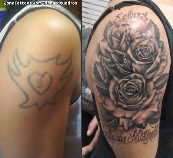 Tattoo photo Cover Up, Roses, Flowers