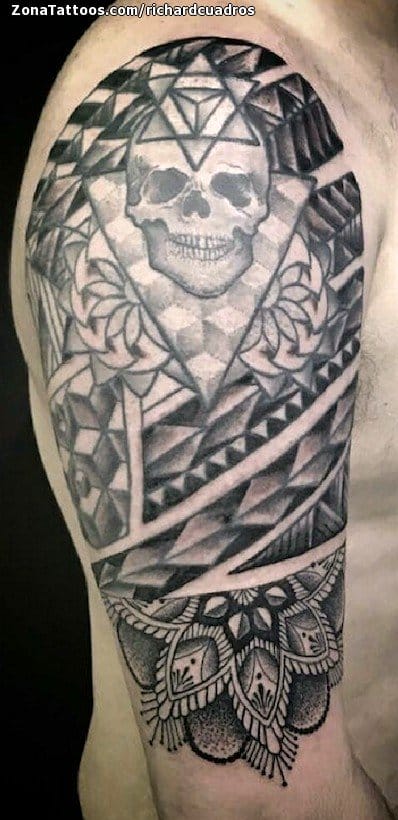 Tattoo photo Skulls, Maori, Geometrics