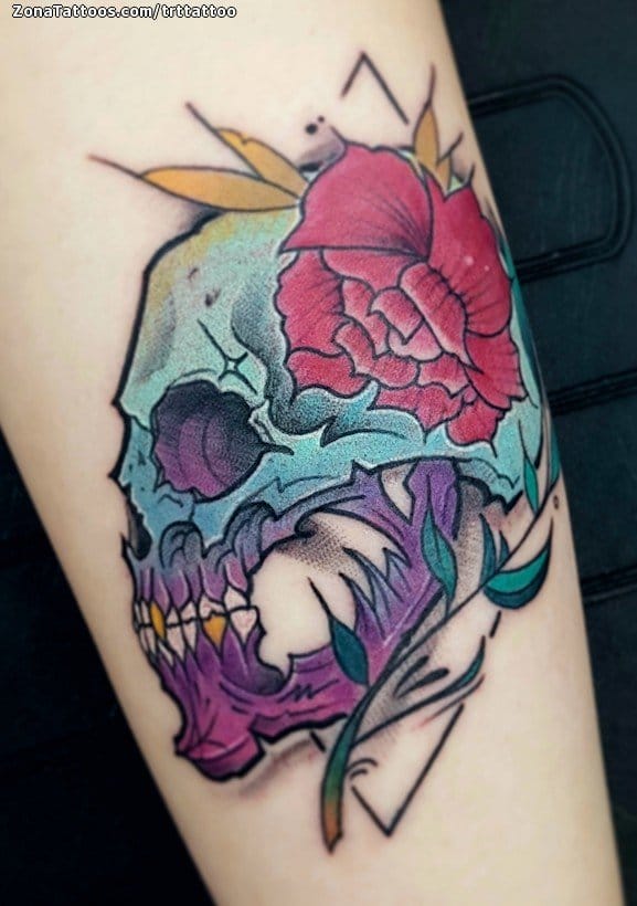 Tattoo photo Skulls, Flowers, Plants