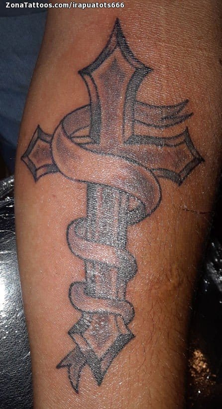 Tattoo uploaded by Toon Town Ink  Cross Memorial Names Ribbon   Tattoodo
