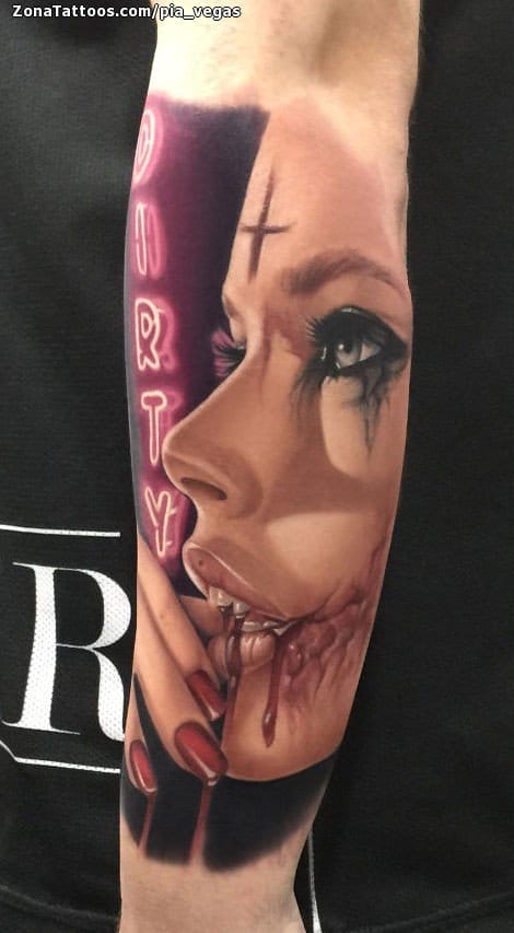 Foto de tatuaje Vampiros, Rostros, Brazo