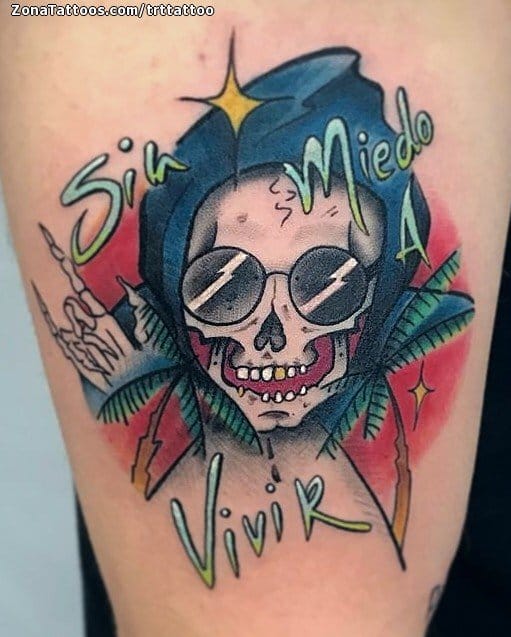 Foto de tatuaje Muertes, Gafas, Palmeras