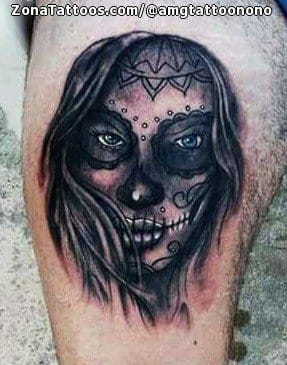 Foto de tatuaje Catrinas, Muslo