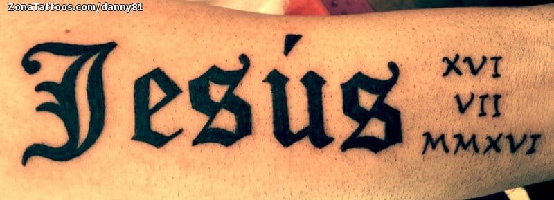 Tattoo photo Jesús, Names, Letters