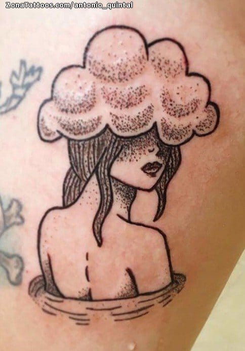 Foto de tatuaje Personas, Nubes, Puntillismo