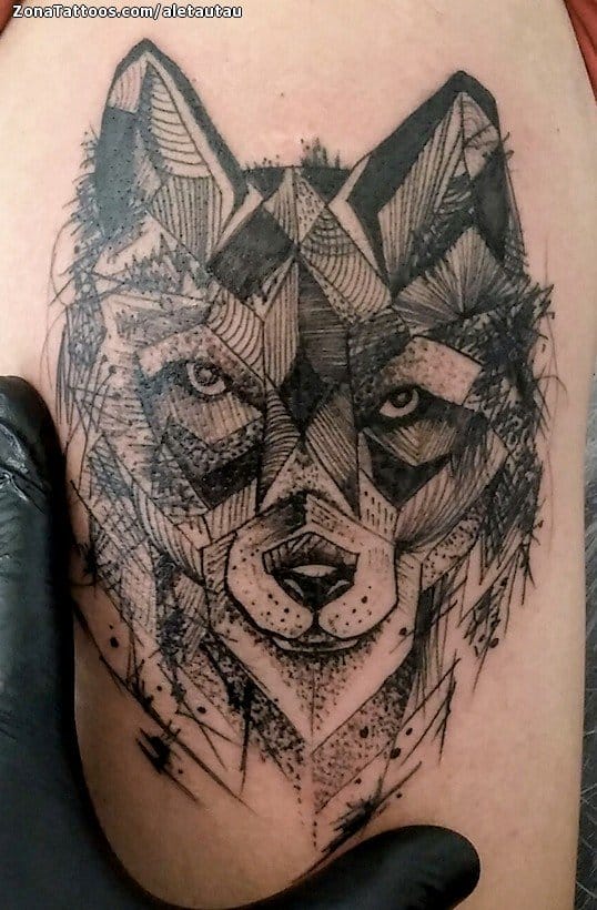 Foto de tatuaje Lobos, Geométricos, Animales