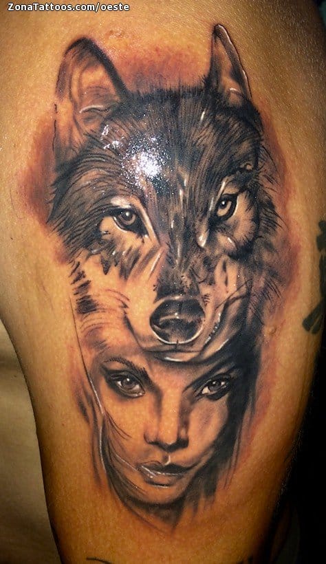 Foto de tatuaje Rostros, Lobos, Animales