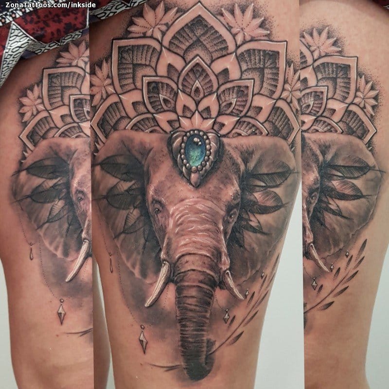 Foto de tatuaje Elefantes, Animales, Mándalas