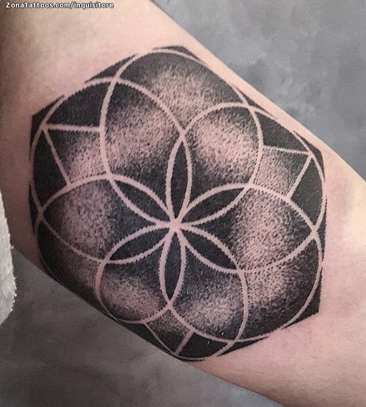 Foto de tatuaje Mándalas, Geométricos, Puntillismo