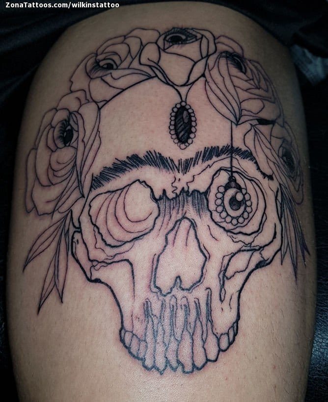 Foto de tatuaje Calaveras, Rosas, Flores