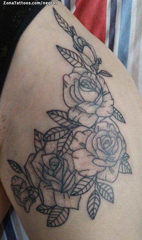 Foto de tatuaje Rosas, Flores, Puntillismo