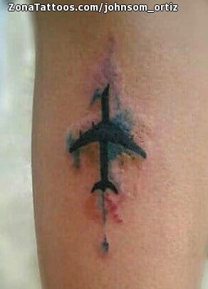 Foto de tatuaje Aviones, Acuarela, Pequeños