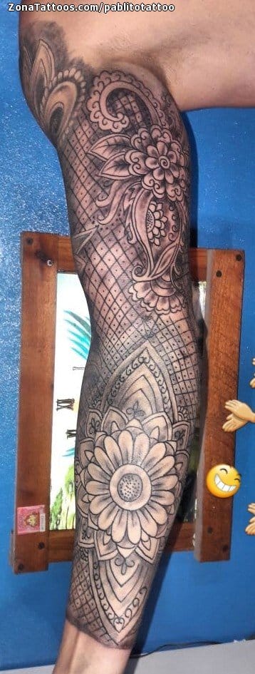 Tattoo photo Flowers, Geometrics, Sleeves