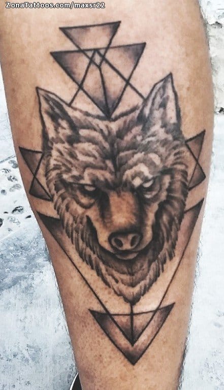 Foto de tatuaje Lobos, Animales, Geométricos