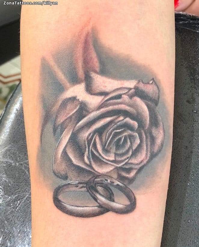 Foto de tatuaje Rosas, Flores, Anillos