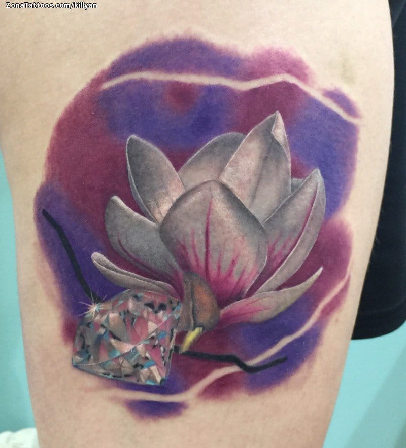 Foto de tatuaje Flores, Diamantes