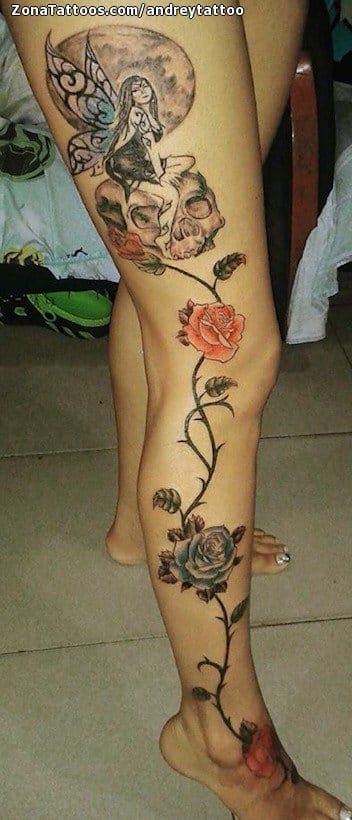 Foto de tatuaje Hadas, Fantasía, Flores