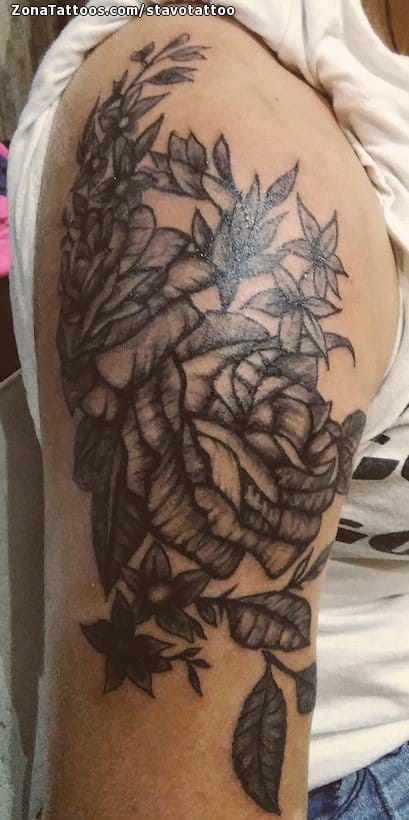 Tattoo photo Flowers, Shoulder, Roses