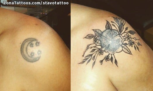 Foto de tatuaje Flores, Hombro, Cover Up