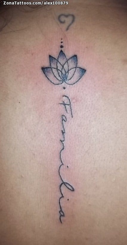 Foto de tatuaje Lotos, Columna, Espalda