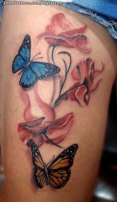 Foto de tatuaje Rosas, Flores, Insectos