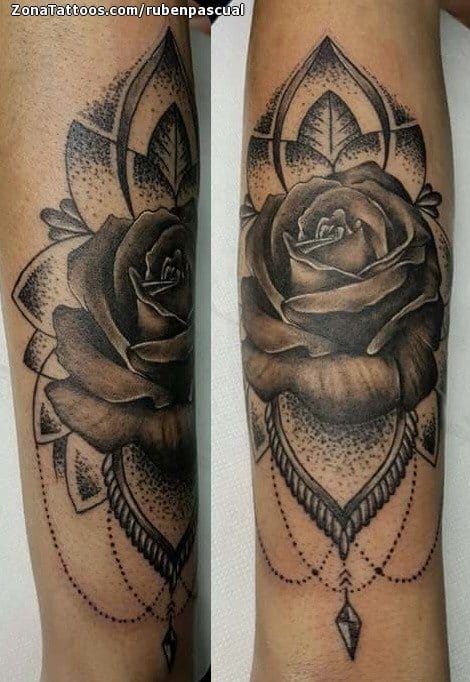Tattoo photo Roses, Flowers, Pointillism
