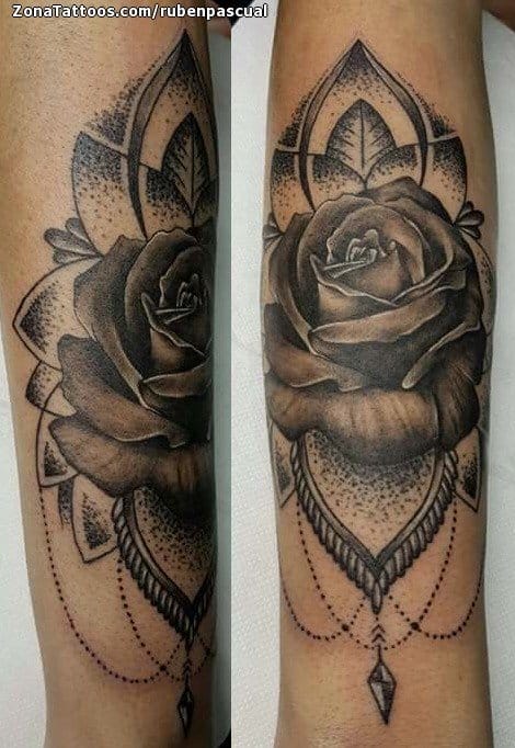 Foto de tatuaje Rosas, Flores, Puntillismo