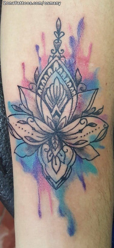 Tattoo photo Lotus, Mandalas, Watercolor