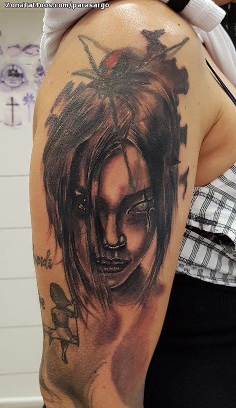 Foto de tatuaje Rostros, Chicas, Arañas