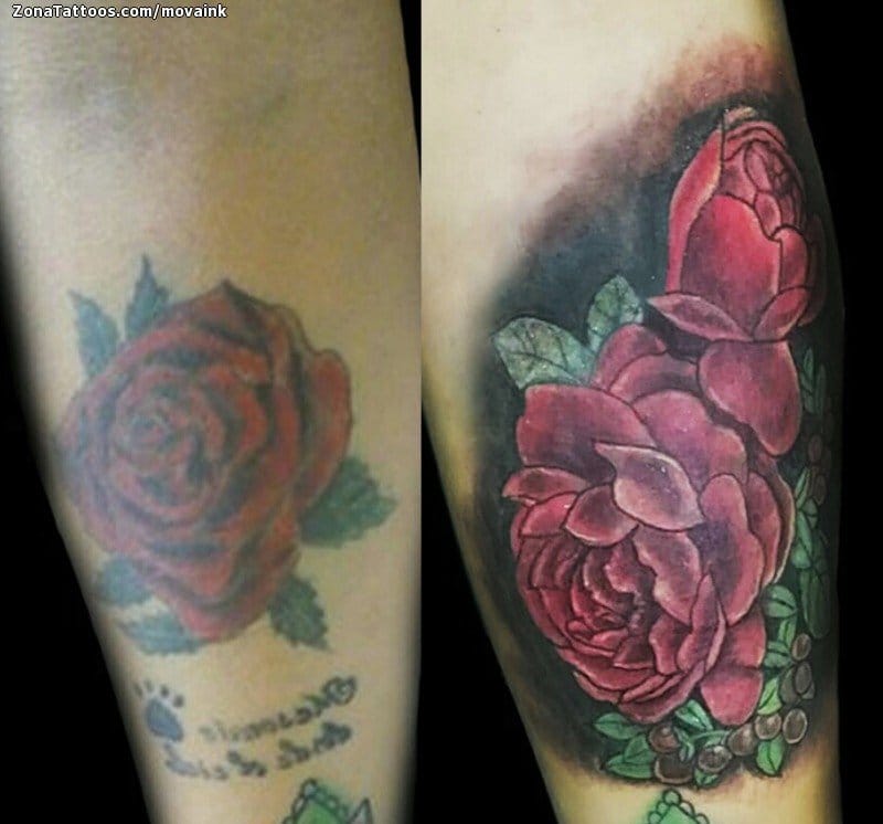 Tattoo photo Roses, Flowers, Cover Up