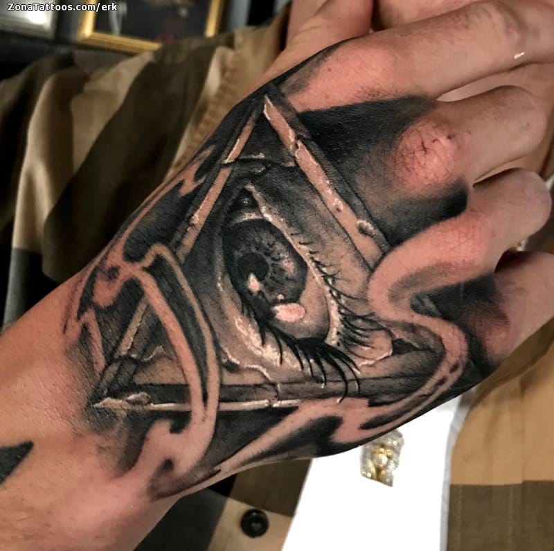 Foto de tatuaje Illuminati, Ojos, Mano