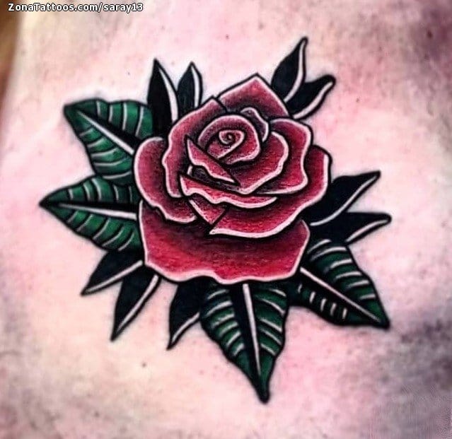 Tattoo photo Roses, Flowers, Old School