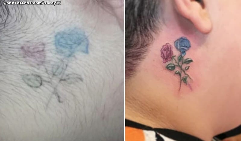 Tattoo photo Neck, Roses, Flowers