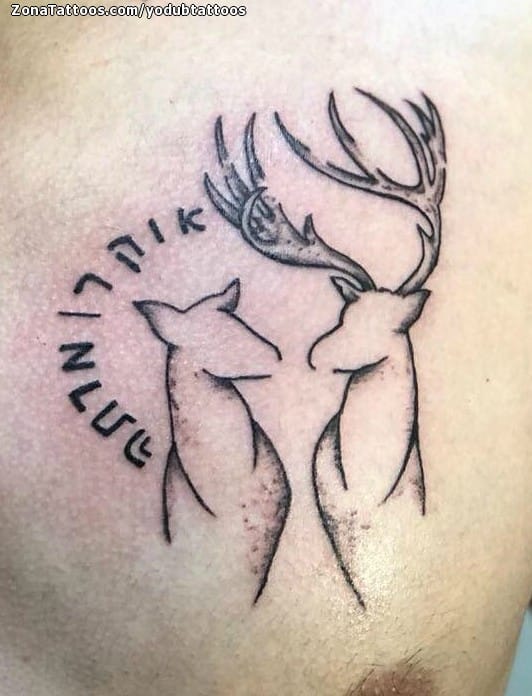 Tattoo of Deers, Animals, Chest